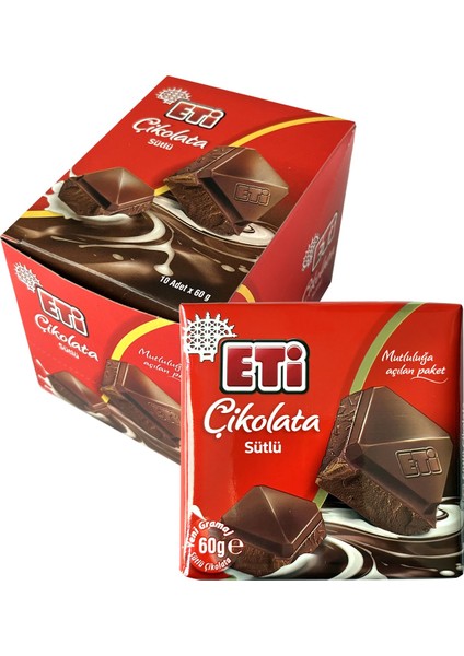 Çikolata Sütlü Kare 60 gr x 10 Adet