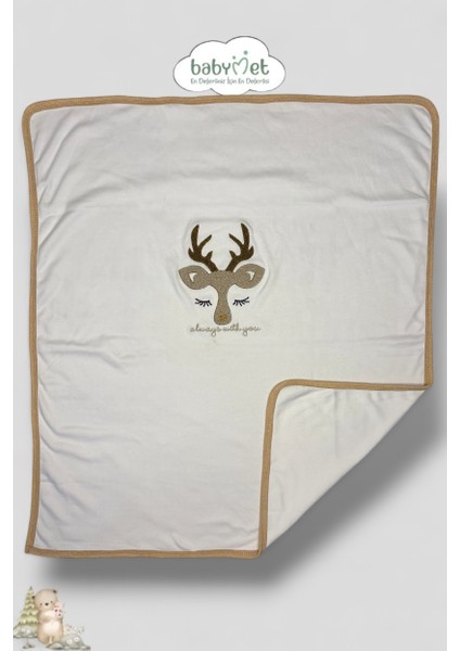 %100 Organik Pamuk 10 Parça Yenidoğan Hastane Çıkış Seti – Geyik Desenli Doğal