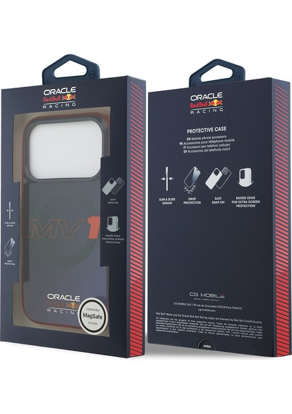 iPhone 17 Pro Kılıf Redbull Lisanslı M-Safeli Çift Katmanlı Çizgi Desenli Sert Pc Mv Kapak Lacivert