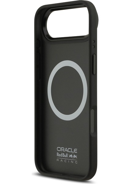 iPhone 17 Air Kılıf Redbull Lisanslı M-Safeli Kırmızı Halka ve Logo Kabartmalı Pu Deri Kapak Siyah