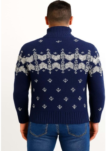 Cool T00575 Erkek Desenli Triko Hırka - Mavi - ST00575-MAVI-L fiyatları