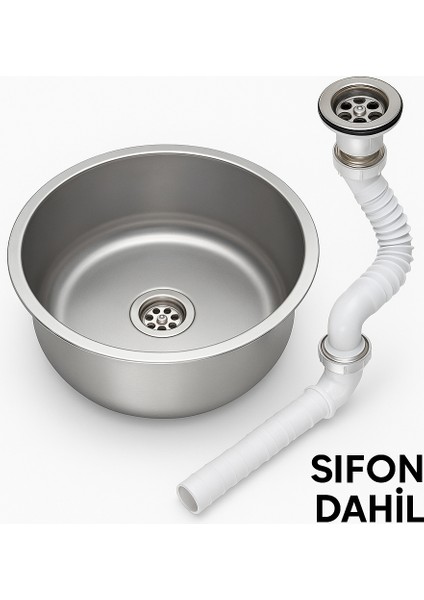 Paslanmaz Krom Evye K-38 Sifon Dahildir Mermeraltı Eviye Mutfak Evye