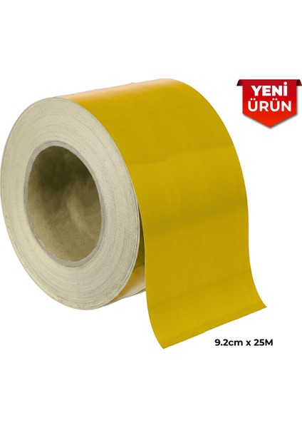 Reflektif Fosforlu Şerit Bant, Düz Reflekte Ikaz Bandı 9.2cm x 25M Sarı 5403