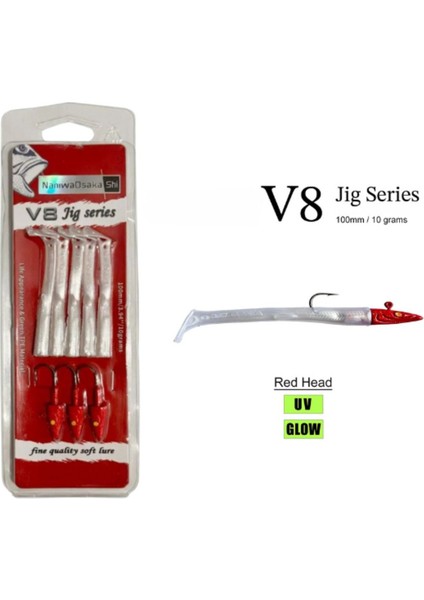 V8 Jig 10CM 10GR Series Silikon Yem - Red Head