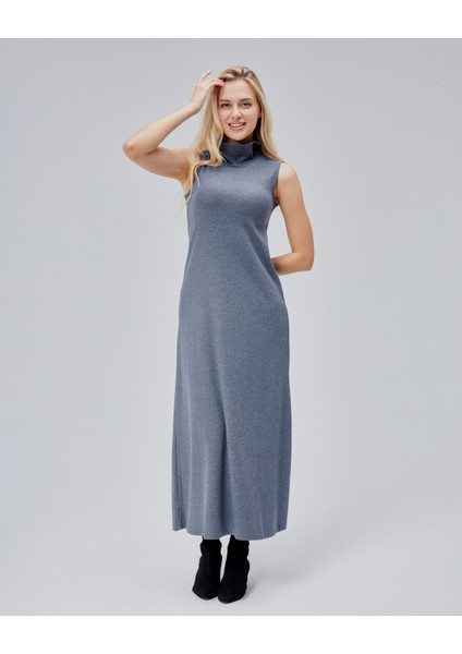 Mooncover Kadın Balıkçı Yaka Elbise - Indigo