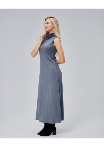 Mooncover Kadın Balıkçı Yaka Elbise - Indigo