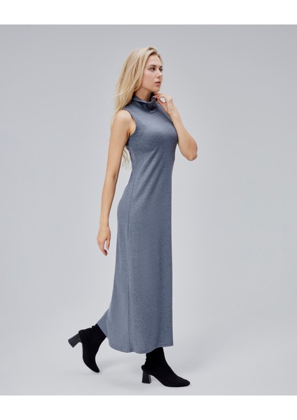 Mooncover Kadın Balıkçı Yaka Elbise - Indigo