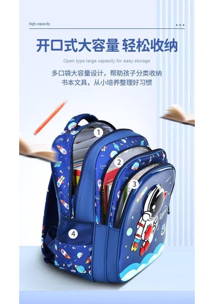 Çocukların Omuz Çantası Karikatür 3D Stereoskopik Astronot Schoolbag Su Geçirmez Çocuk Sırt Çantası Küçük Çocuk Rüya Ilköğretim Okul Kilosu: Mavi (Yurt Dışından) modelleri