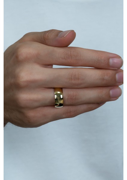 8 mm Altın Kaplama Gümüş Alyans Söz Nişan Yüzüğü AL80-1