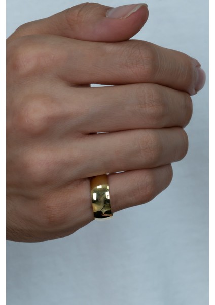 8 mm Altın Kaplama Gümüş Alyans Söz Nişan Yüzüğü AL80-1