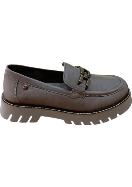 D25KA-3235 Kadın Hakiki Deri Tokalı Loafer Günlük Casual Ayakkabı Vizon fiyatları
