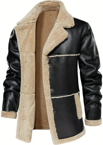 Dış Dikiş Yerleri ve Içi Kürklü Hakiki Deri Uzun Kaban Kışlık Erkek