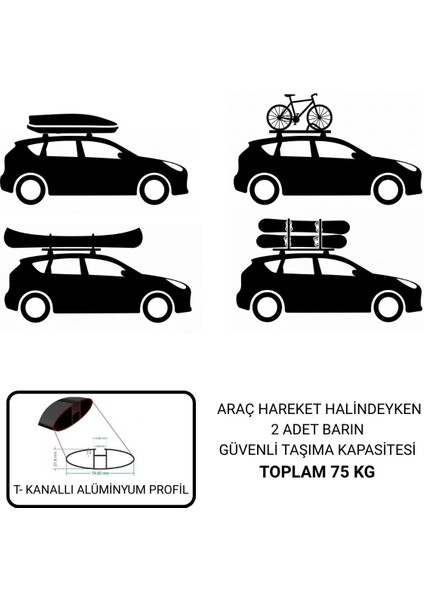 Volkswagen Tiguan Mk2 (2016-2023) Için Tavan Barı , Araca Özel Portbagaj Taşıma Barları - 2li Bar - Siyah