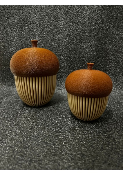 Işıklı Meşe Palamudu Biblo Seti, 2’li Saklama Kutusu ve Dekoratif Obje, Işıklar Dahil 10CM-15 cm modelleri