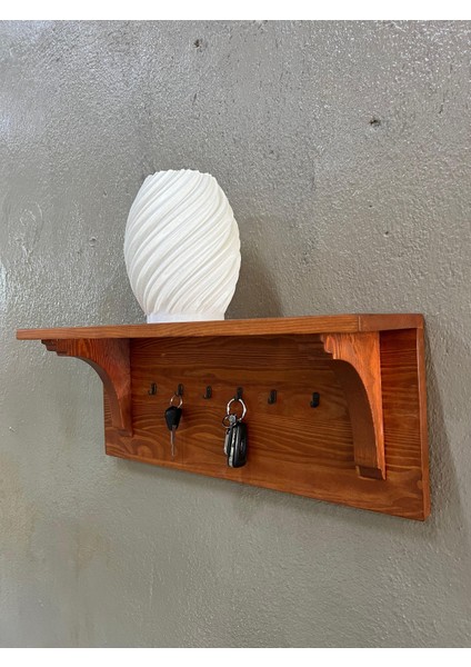 Terracotta Askılıklı Ahşap Raf