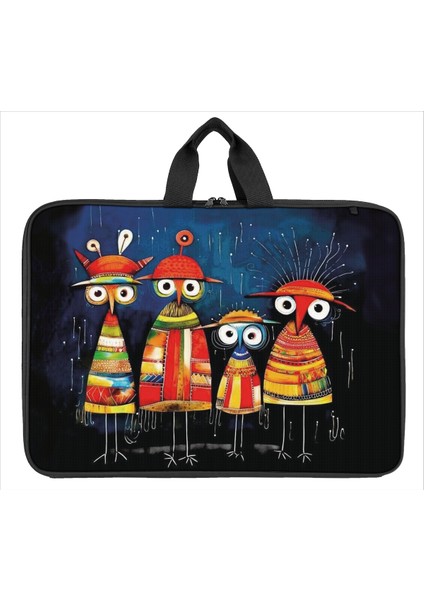 Askılı, Fermuarlı 35X50 Resim Çantası Su Geçirmez Ketenli Kumaş 35X50 Proje Çantası Kuşlar