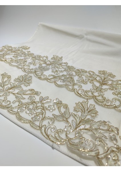 Beyaz Kadife Sarı Güpürlü Çiçek Desenli Havlu fiyatları