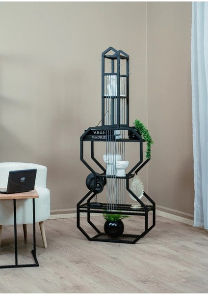 Metal Raflı Modern Gitar Kitaplık Salon Düzenleyici Çalışma Odası Dekoratif Mutfak Raf Ünite