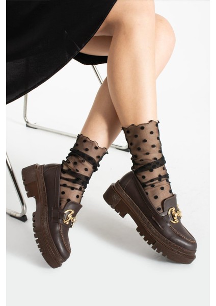 Togga Kadın Günlük Kullanım Tokalı Loafer -Kahverengi Cilt modelleri