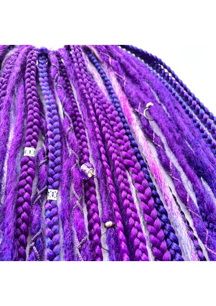 , Purple 40'lı Buhar Rasta, Tığ Işi Rasta ve Afrika Örgüsünden Oluşan Açık ve Koyu Mor Renklerde Saçlı Toka fırsatları