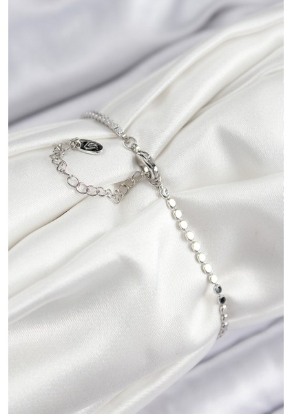 Pirinç Zirkon Taşlı Boncuk Model Ezme Zincir Gümüş Renk Kadın Bileklik fiyatları