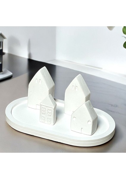 Soyut Dekoratif Obje Modern Minimalist Aksesuar Biblo , Ev Ofis Için Şık Tasarım - 5'li Evler Beyaz