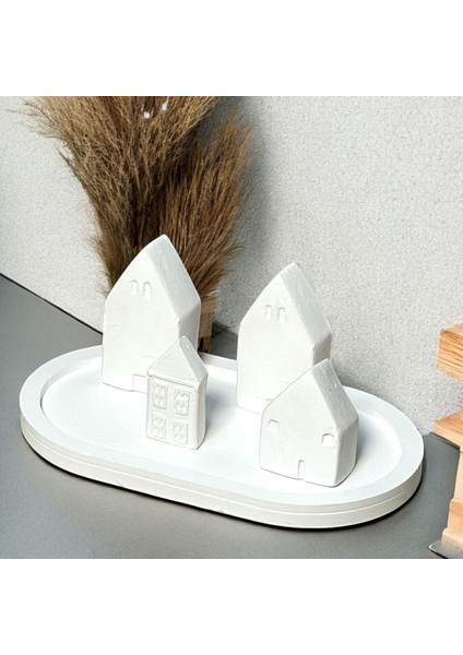 Soyut Dekoratif Obje Modern Minimalist Aksesuar Biblo , Ev Ofis Için Şık Tasarım - 5'li Evler Beyaz modelleri