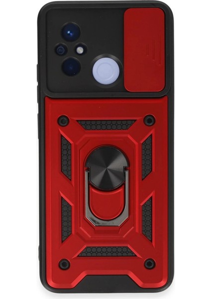 Bfs Xiaomi Redmi 12C Kılıf Pars Lens Yüzüklü Silikon - Kırmızı