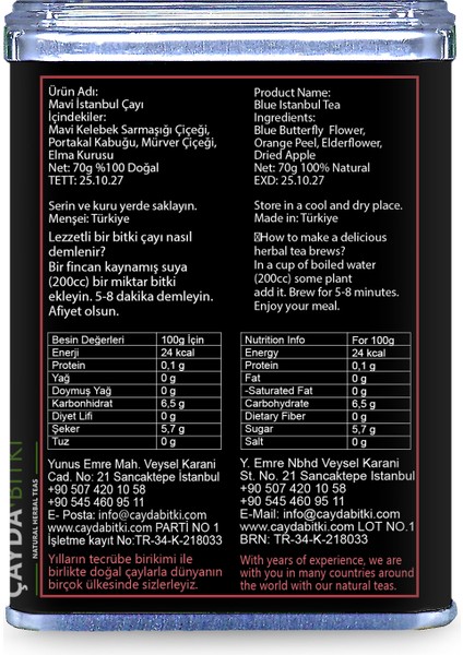 Mavi İstanbul Çayı 70g modelleri