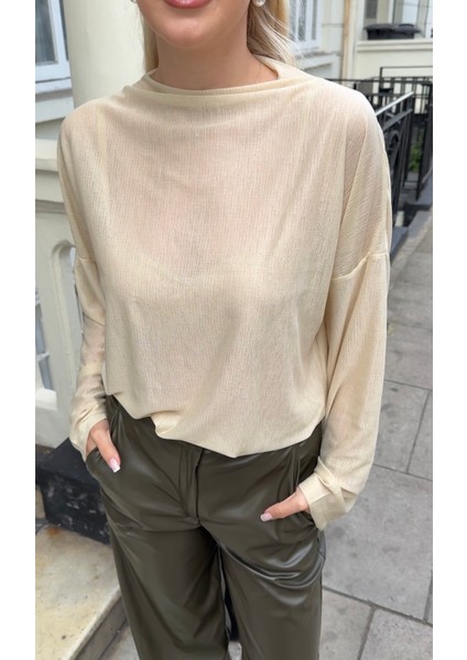 Bej Transparan Bluz modelleri