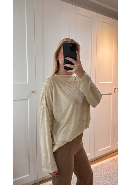 Bej Transparan Bluz indirimleri