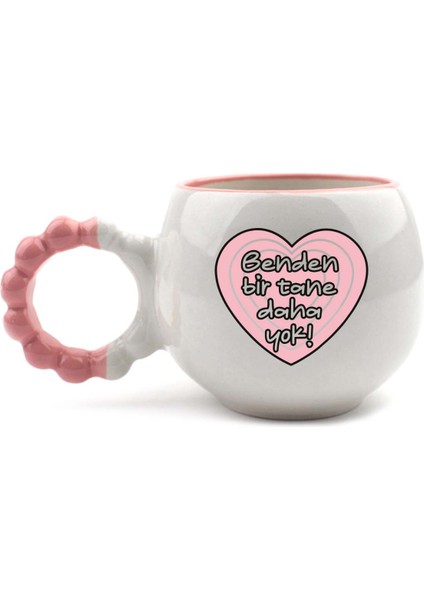 Benden Bir Tane Daha Yok! El Yapımı Krem Parlak Puf Kupa - El Işçiliği Hediyelik Kupa Bardak Mug