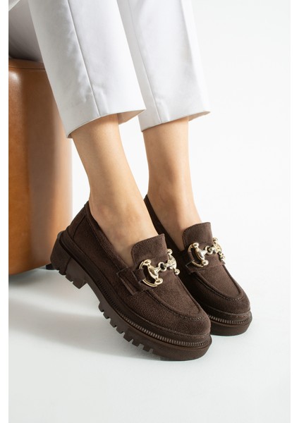 Togga Kadın Günlük Kullanım Tokalı Loafer -Acı Kahvrengi Süet