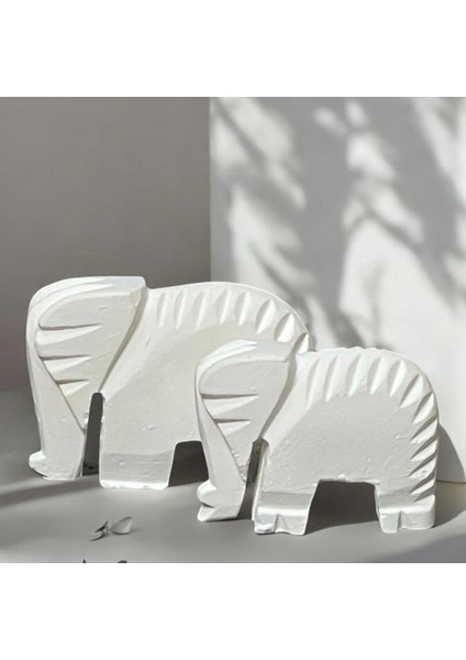 Soyut Dekoratif Obje Modern Minimalist Ev Aksesuar Biblo,ev Ofis Için Şık Tasarım - 2li Filler Beyaz