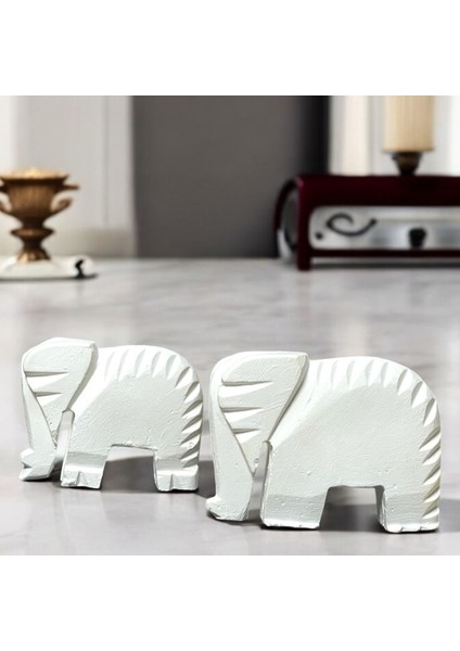 Soyut Dekoratif Obje Modern Minimalist Ev Aksesuar Biblo,ev Ofis Için Şık Tasarım - 2li Filler Beyaz fiyatları
