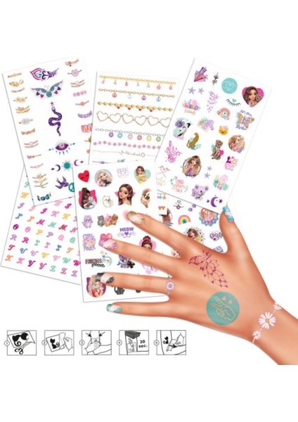 Çocuk Geçici Dövme Seti – 4 Sayfa Renkli Su ile Transfer Tattoo Sticker Kit fırsatları
