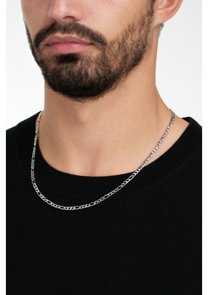 Figaro Model Erkek Paslanmaz Çelik Zincir Kolye Ince 4 mm ECK55K