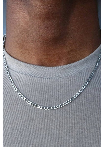 Figaro Model Erkek Paslanmaz Çelik Zincir Kolye Ince 4 mm ECK55K