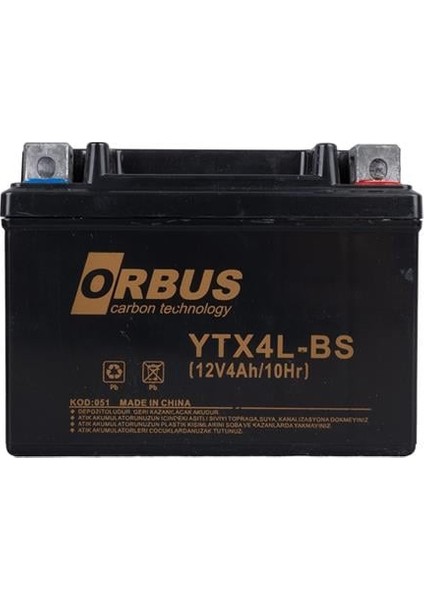 YTX4L-BS 12V 4A Motosiklet Aküsü (114 x 66 x 88 Mm) (1.6kg) fiyatları
