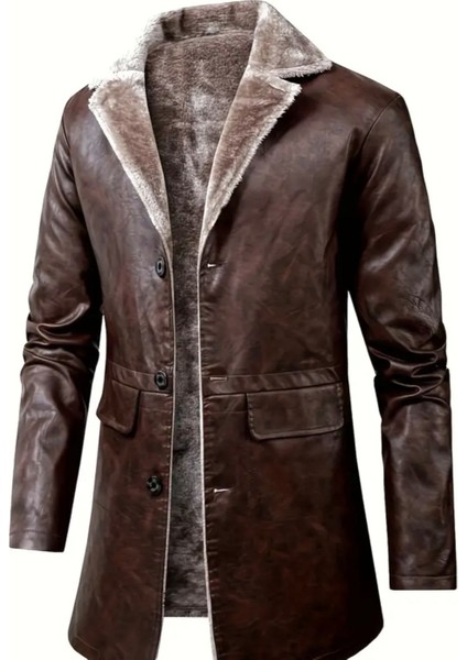 Cepleri Kapaklı Hakiki Koyun Derisi Uzun Kaban Içi ve Yakası Kürklü