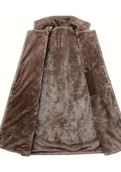 Cepleri Kapaklı Hakiki Koyun Derisi Uzun Kaban Içi ve Yakası Kürklü