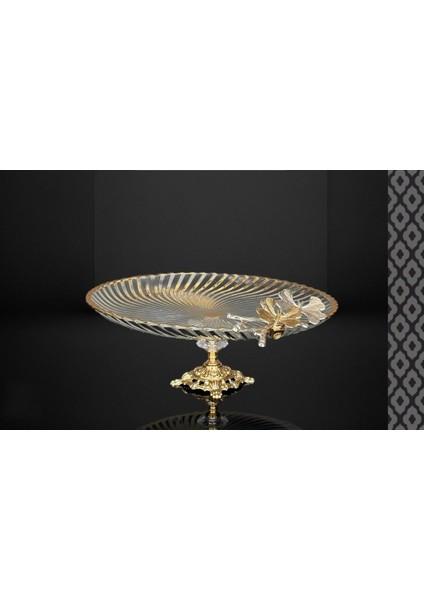 Tropik Mix Gold 32X32CM Cam Kek Servis Standı Ayaklı