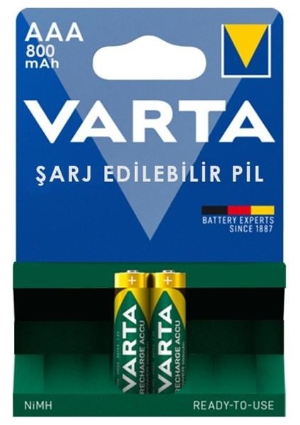 56703 1.2V 800 Mah Şarjlı Aaa Ince Kalem Pil (2'li Paket)