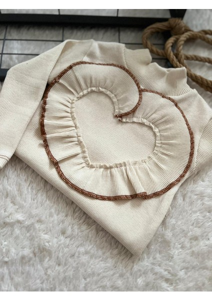 Bebek Çocuk Kahverengi Kazayagı Etek Kalpli Bluz ve Bandana Seti Alt Üst Takım Etekli Takım fiyatları