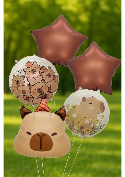 Kapibara 5li Folyo Balon Seti Capybara Tema Balonlar fiyatları
