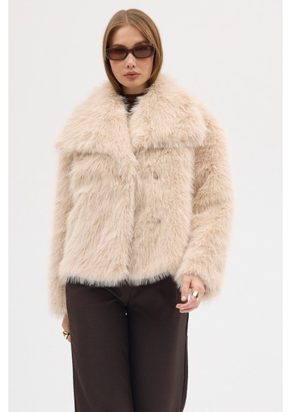 Kadın Premium Yakalı Suni Kürk