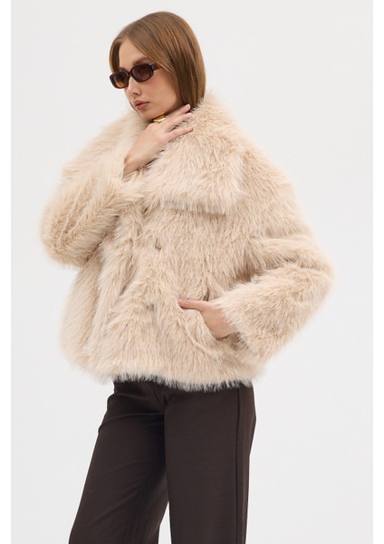 Kadın Premium Yakalı Suni Kürk