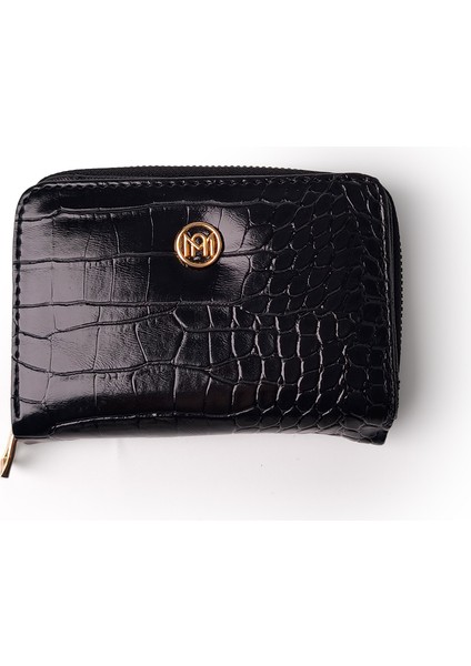 Croco Deri Str Bozuk Para Gözlü El Çantası Siyah