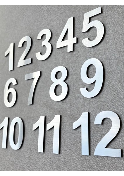 Kapı Numarası 10 cm No. 1 Den 12 Kadar Daire Masa Dolap Numarası Fırcalı Gümüş Kendinden Yapışkanlı