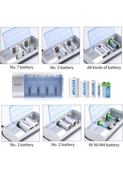 BST-C821BW Aa-Aaa C-D 9 Volt - Sc Universal Tüm Boylar Için Pil Şarj Cihazı fiyatları